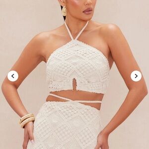 Monaco Crochet Skirt Set - Taupe